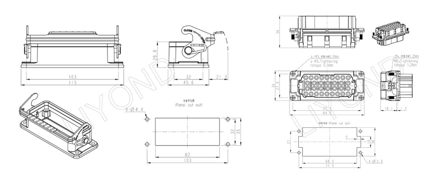 CD-32 Secondary plug socket drawing 