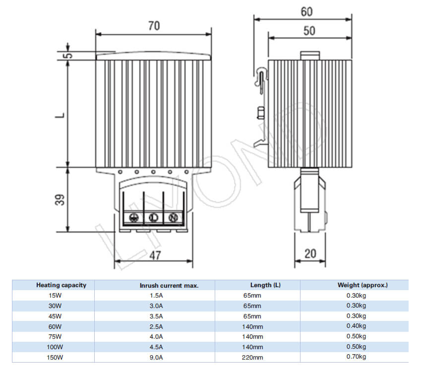 Semiconductor heater 15W-150W 