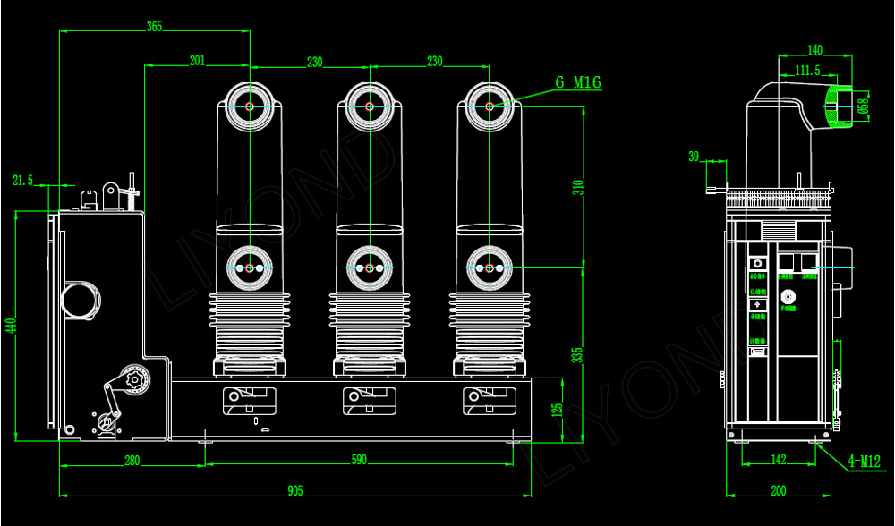 VSG-24-C-Side-mounted-circuit-breaker-drawing