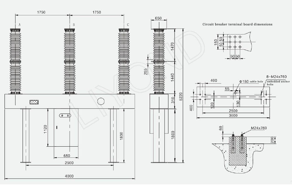 LW36-126 SF6 circuit breaker drawing