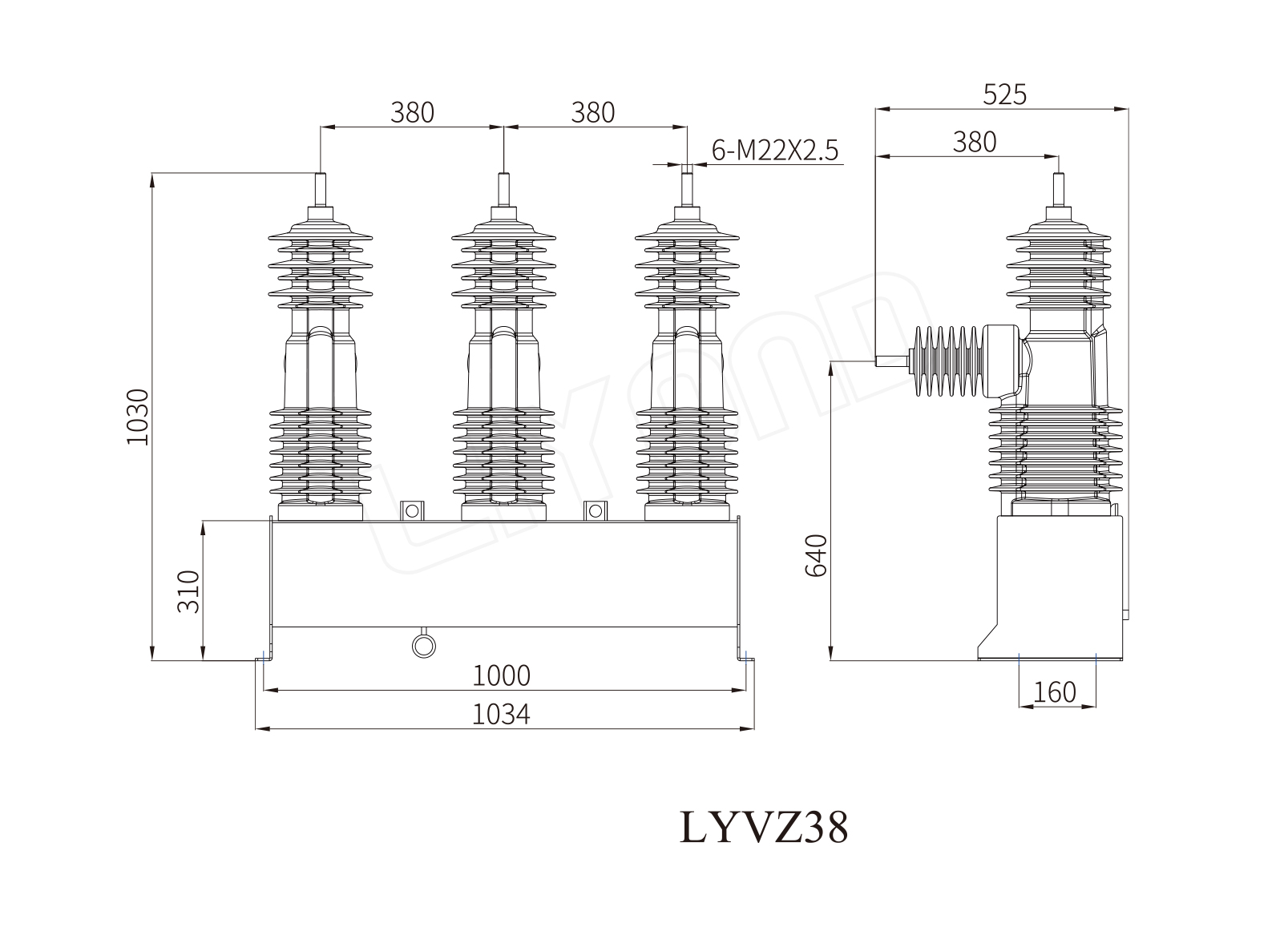 LYVZ38_38kV Smart Automatic Circuit Recloser drawing